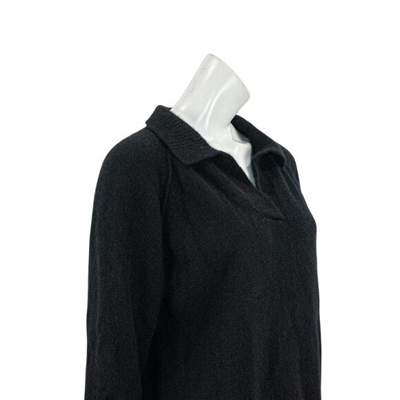 MADELEINE THOMPSON 100% Cashmere Polo collar Sweater in Black Women's Medium - Picture 9 of 9